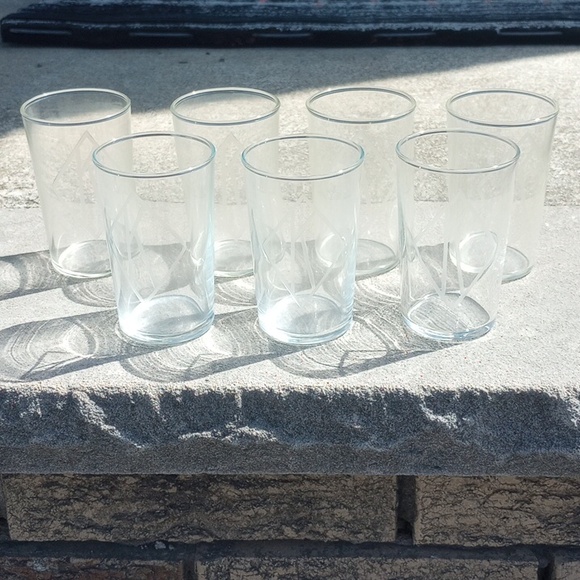 Other - 7 Monogrammed "K" Etched Glass Drinking Glasses